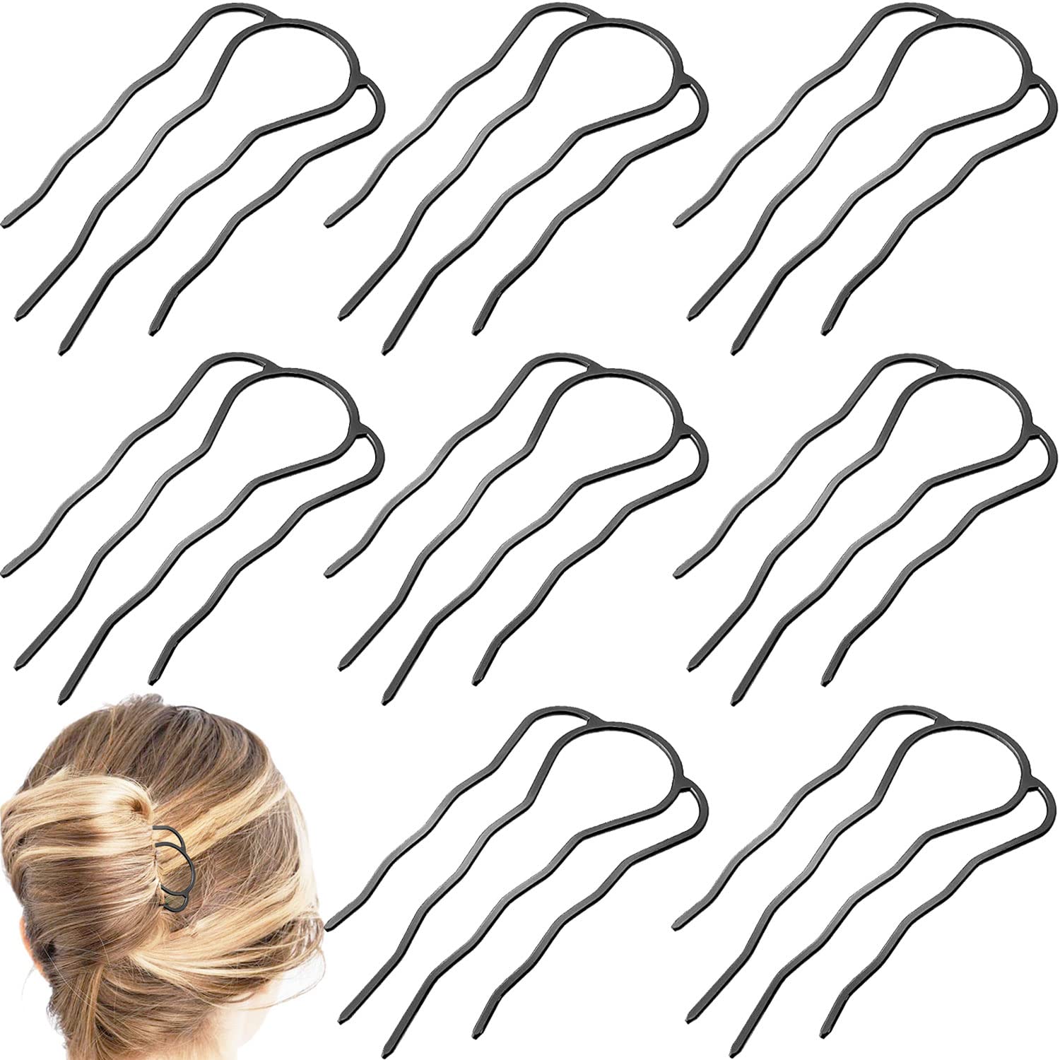 BOYIVI front view of eight metal hair forks showing tidy pack and reliable hold