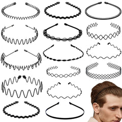 BOYIVI front view of 15-piece metal headband pack showing contents and style benefits