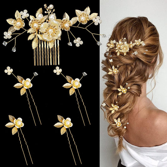BOYIVI gold leaf comb front showing elegant focal accent and shine