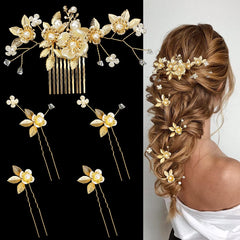 BOYIVI gold leaf comb front showing elegant focal accent and shine