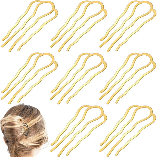 BOYIVI gold U-shape comb front view showing elegant finish and secure design