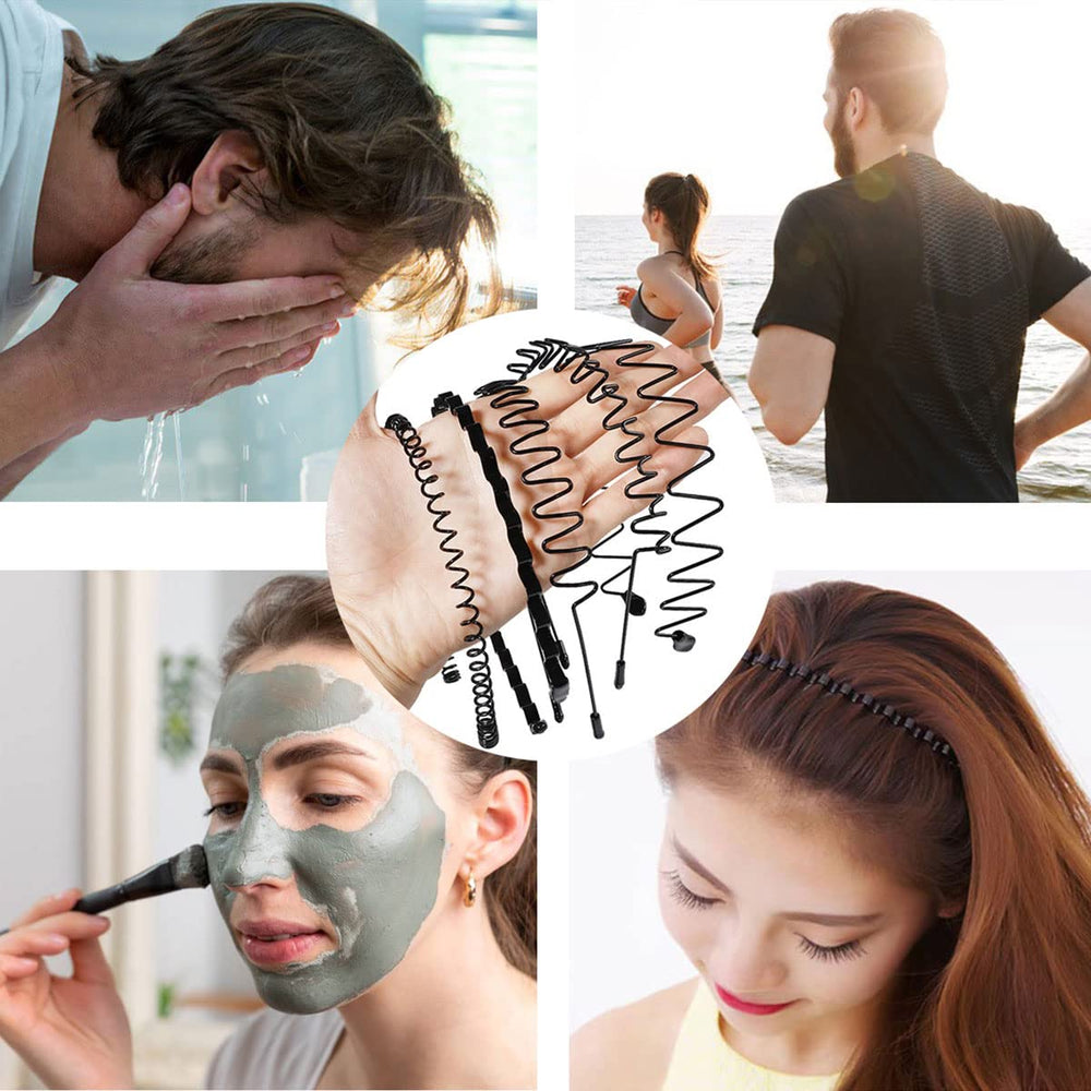 BOYIVI headband used at bathroom mirror holding hair back for skincare ease