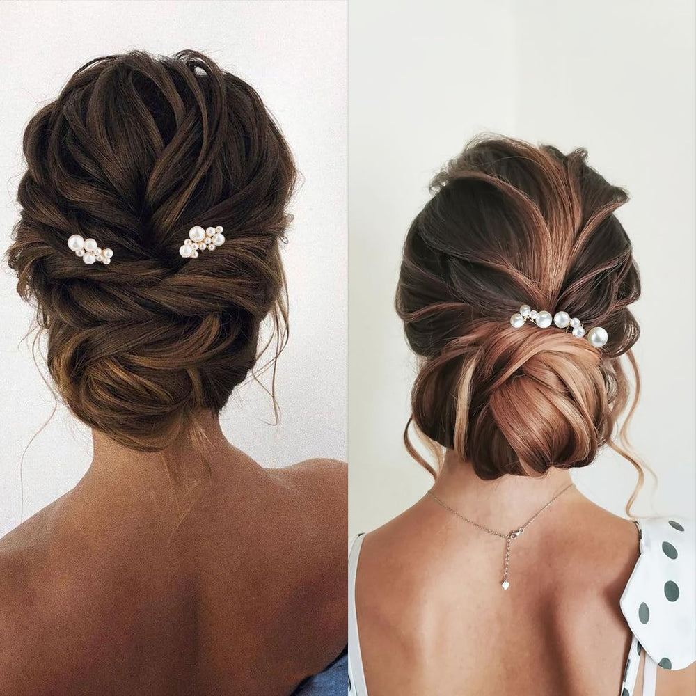 BOYIVI wired pearl pins arranged flat to show delicate detail and styling flexibility
