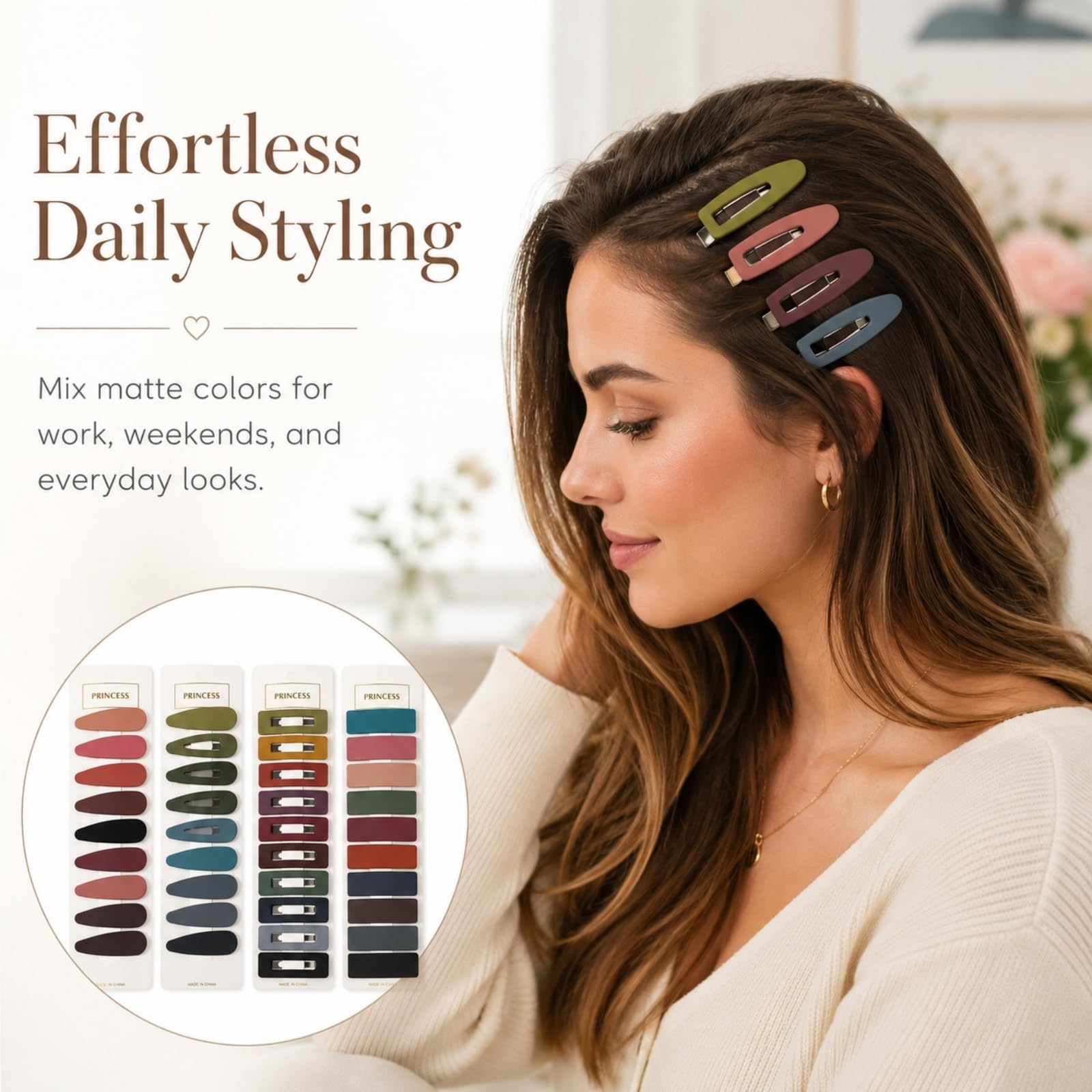 bphne clip holding bangs in place during styling for tidy, no-crease results
