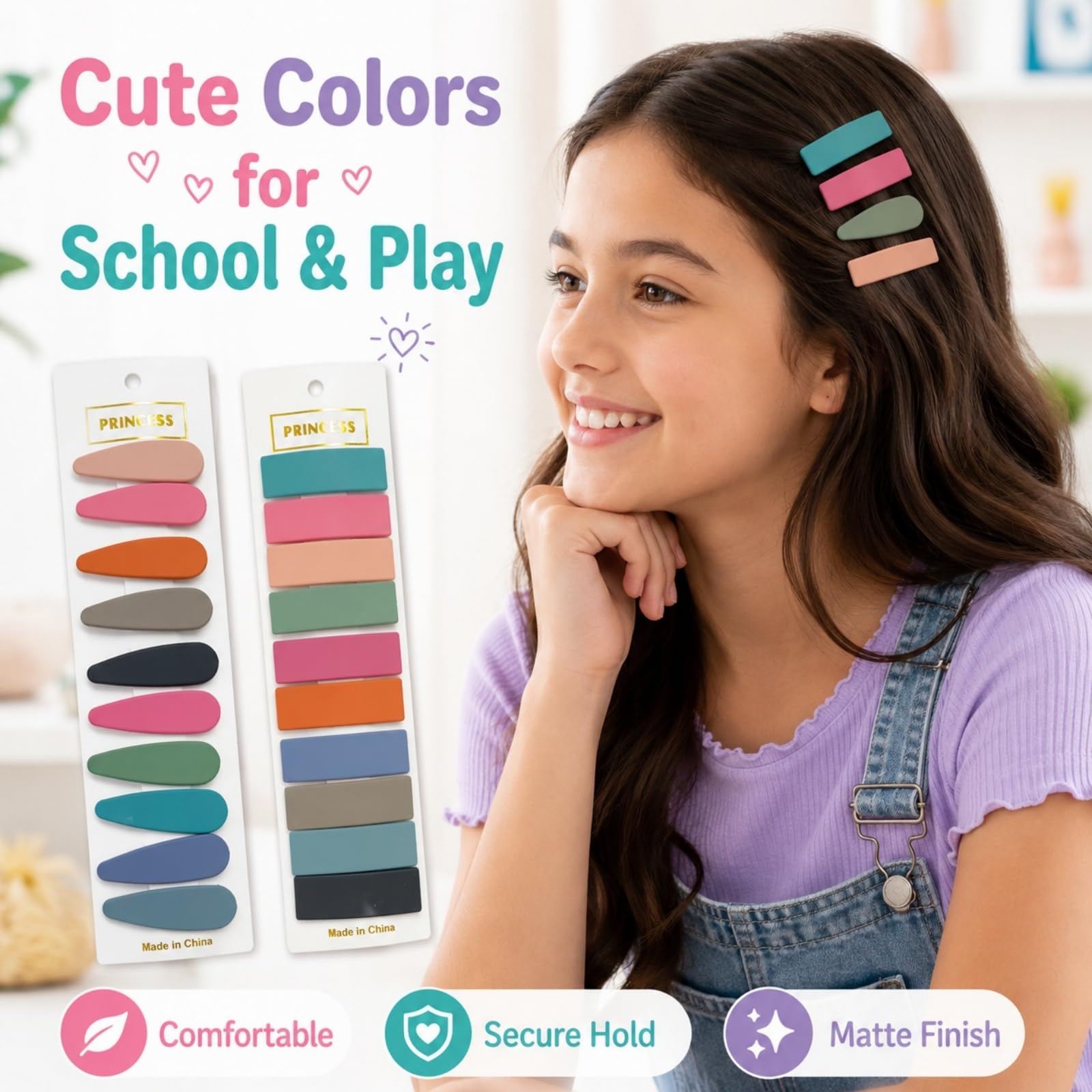 B.PHNE assorted teardrop and rectangle clips highlighting versatile styling benefit