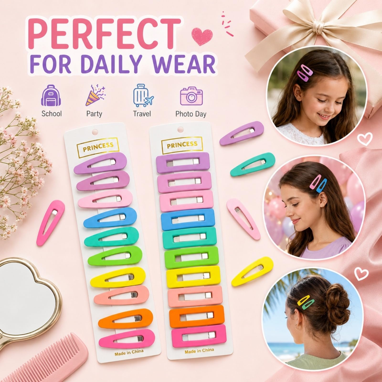 B.PHNE clip used in a half-up hairstyle, adding subtle polished detail