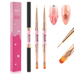 BQAN front view of dual-ended brush showing both 7mm liner and 8# oval ends for versatility