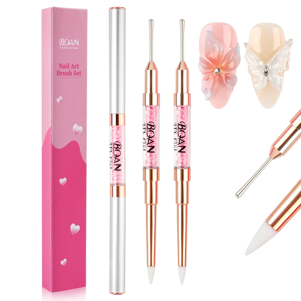 BQAN dual-ended pen front view showing both silicone tip and ball head for precise art