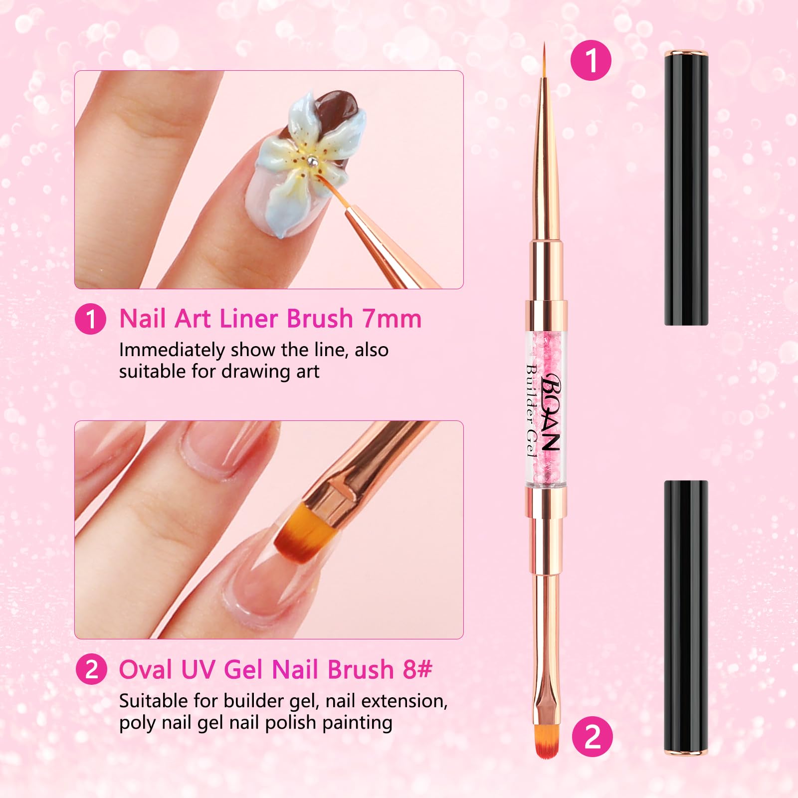 BQAN liner end 7mm in action creating fine nail art lines for accuracy
