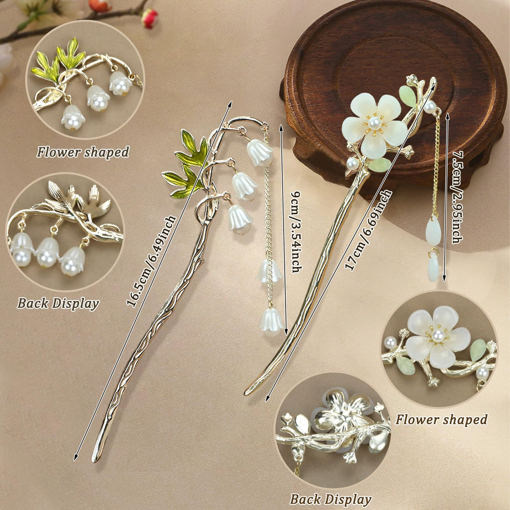 BQSAZHYJ magnolia stick with pearl and tassel showing decorative movement and charm
