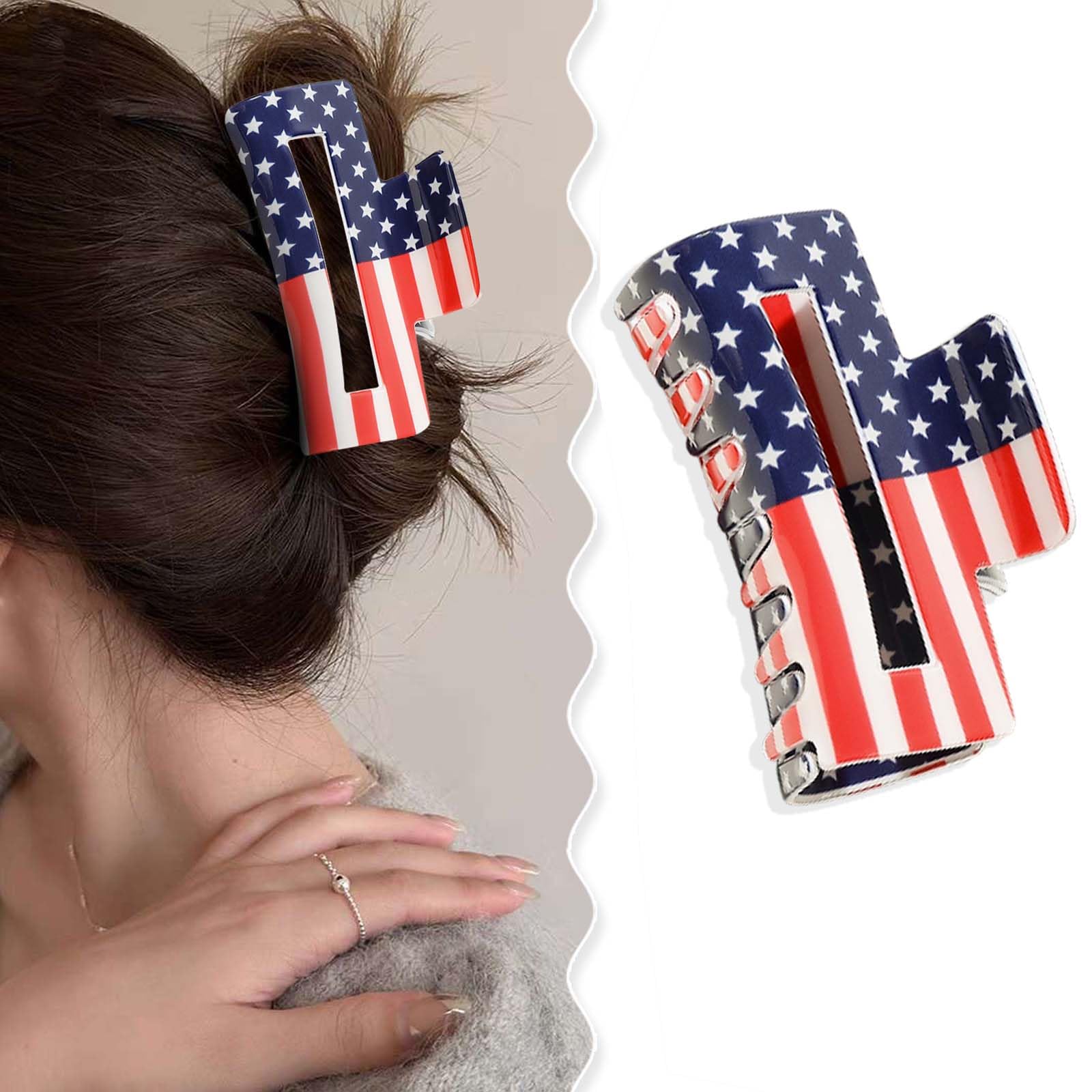 BQZQPAMZ front view of flag clip showing red white blue design and sparkle