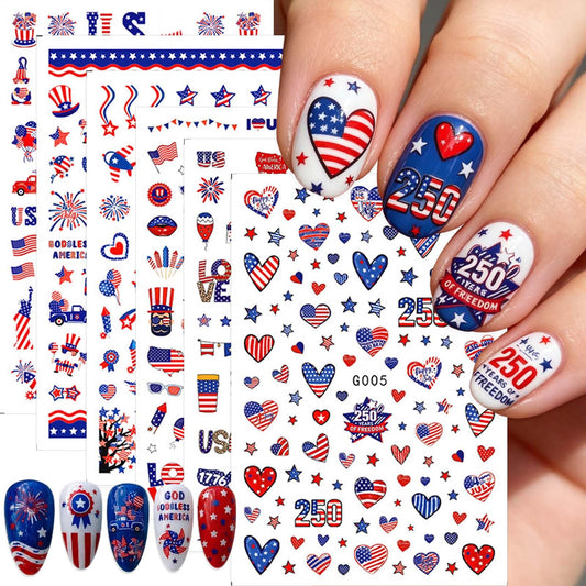 BQZQPAMZ front packaging showing six patriotic sticker sheets and benefit of variety