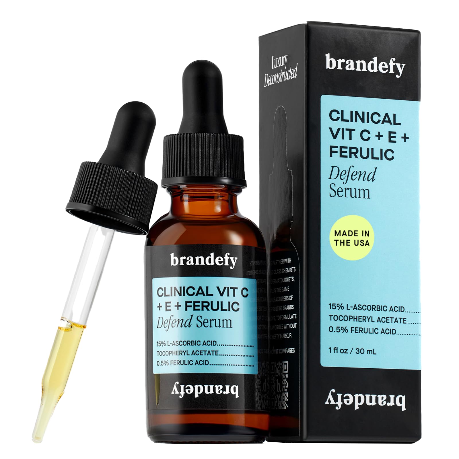 brandefy front bottle showing sleek label and clear Vitamin C benefits