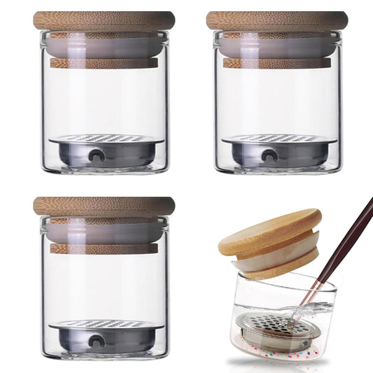 BRAVIKERLY front view glass cup showing sturdy design and containment benefit