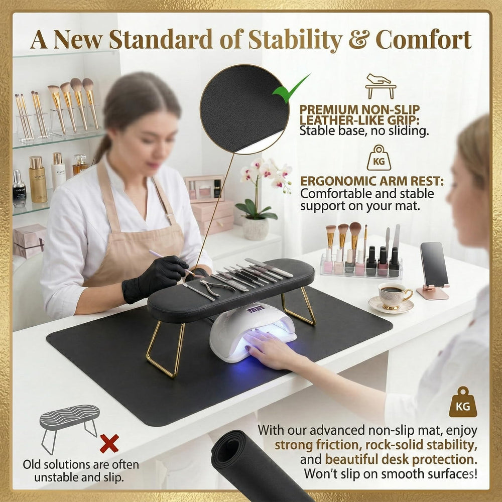 BRAVIKERLY mat in use with nail technician for stable work surface