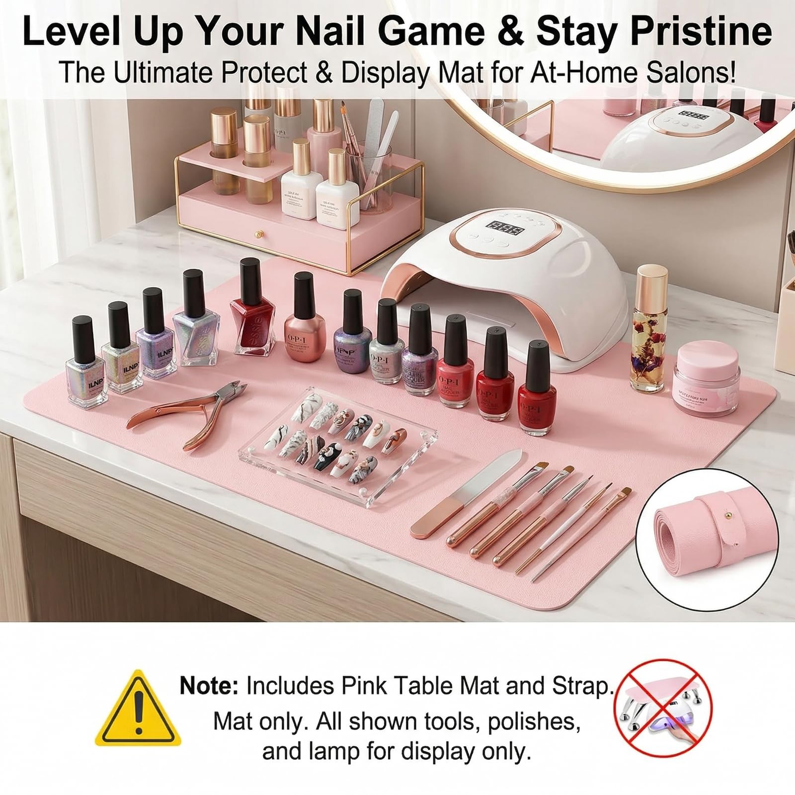 BRAVIKERLY size comparison with nail tools illustrating ample 60x40cm workspace