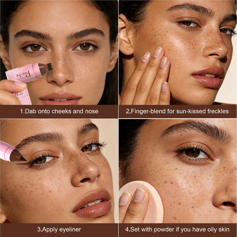 brenqe freckle stamp imprint on skin demonstrating quick cluster application