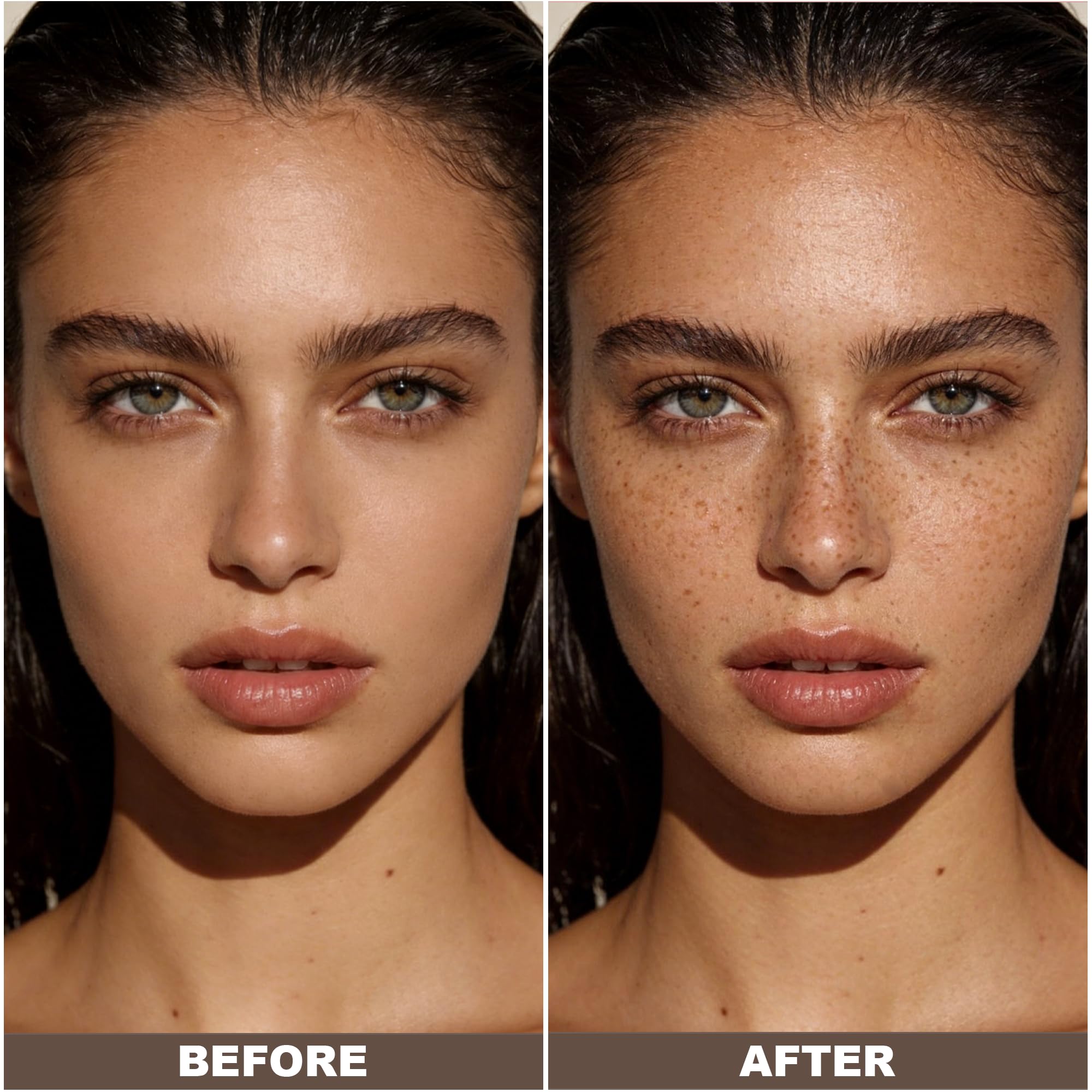 brenqe lifestyle model wearing freckles for a believable everyday finish