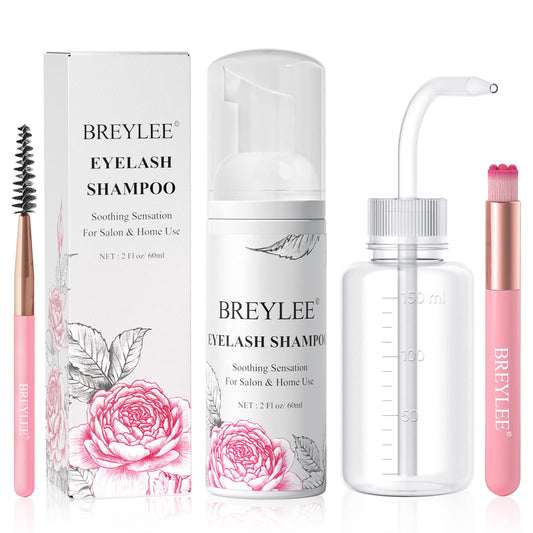 BREYLEE front packaging showing shampoo bottle and kit, clear product benefits
