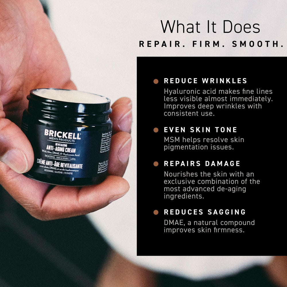 Brickell Men's Products 2-ounce jar beside ruler for clear size comparison