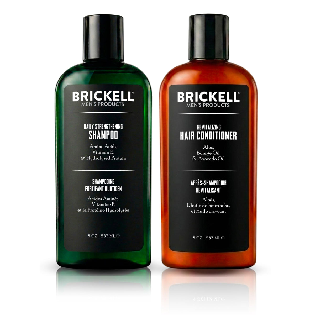 Brickell front packaging showing both bottles and brand for clear product identification and trust