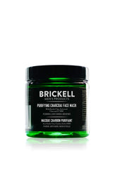 Brickell front jar view showing purifying charcoal mask and clear benefits