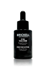 Brickell Men’s Products bottle front showing sleek serum packaging and benefits