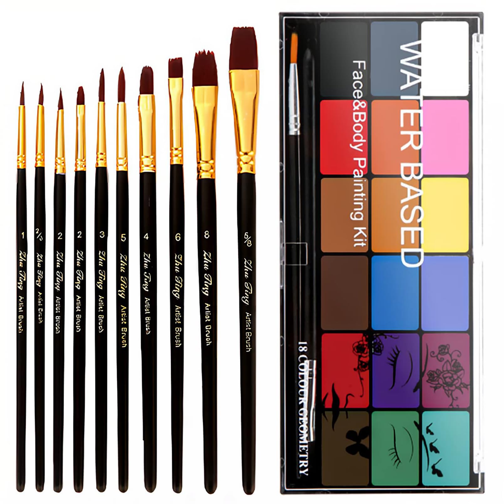 BRIMFULITE front packaging showing palette and brushes benefits easy storage