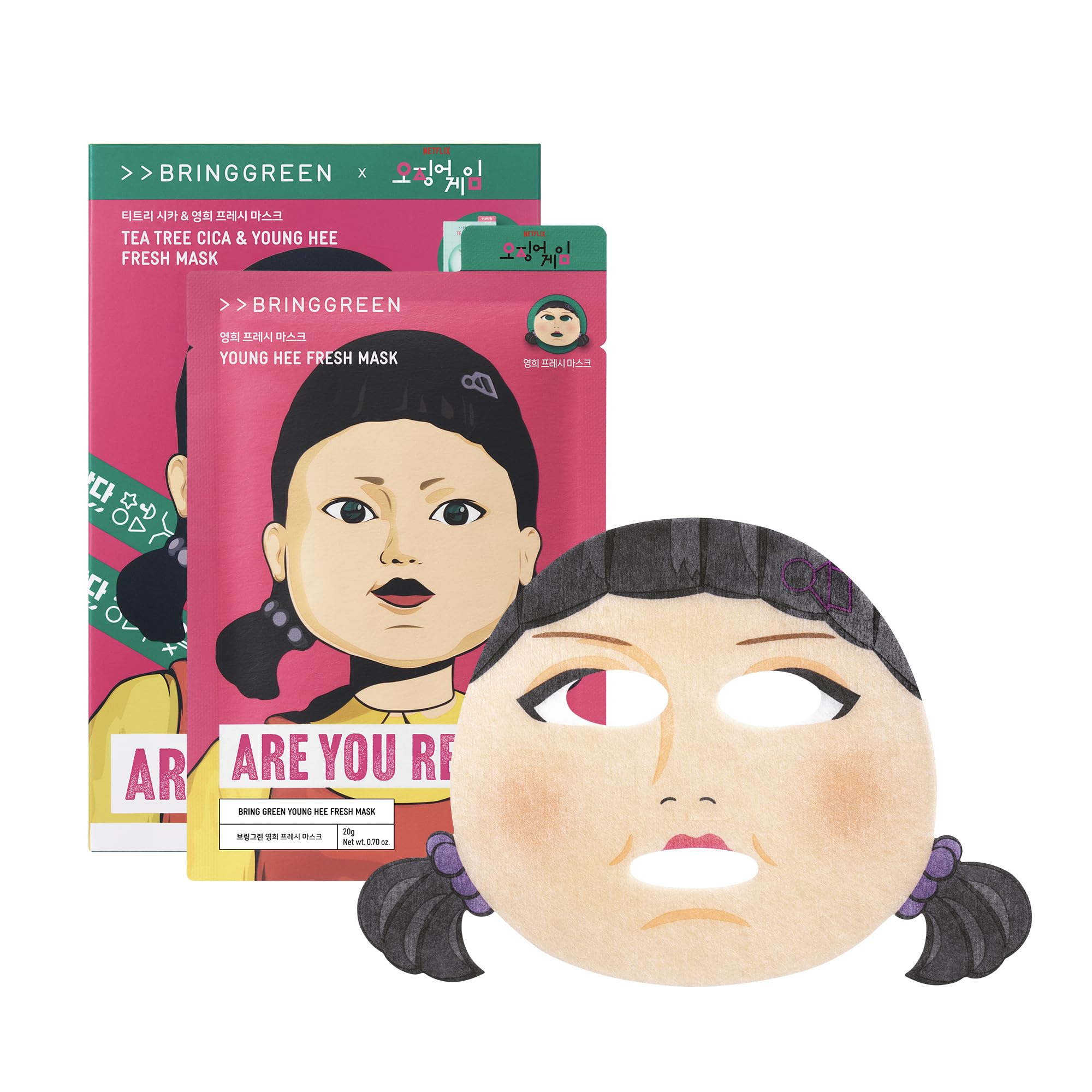 BRING GREEN front packaging showing ten mask sachets and benefits
