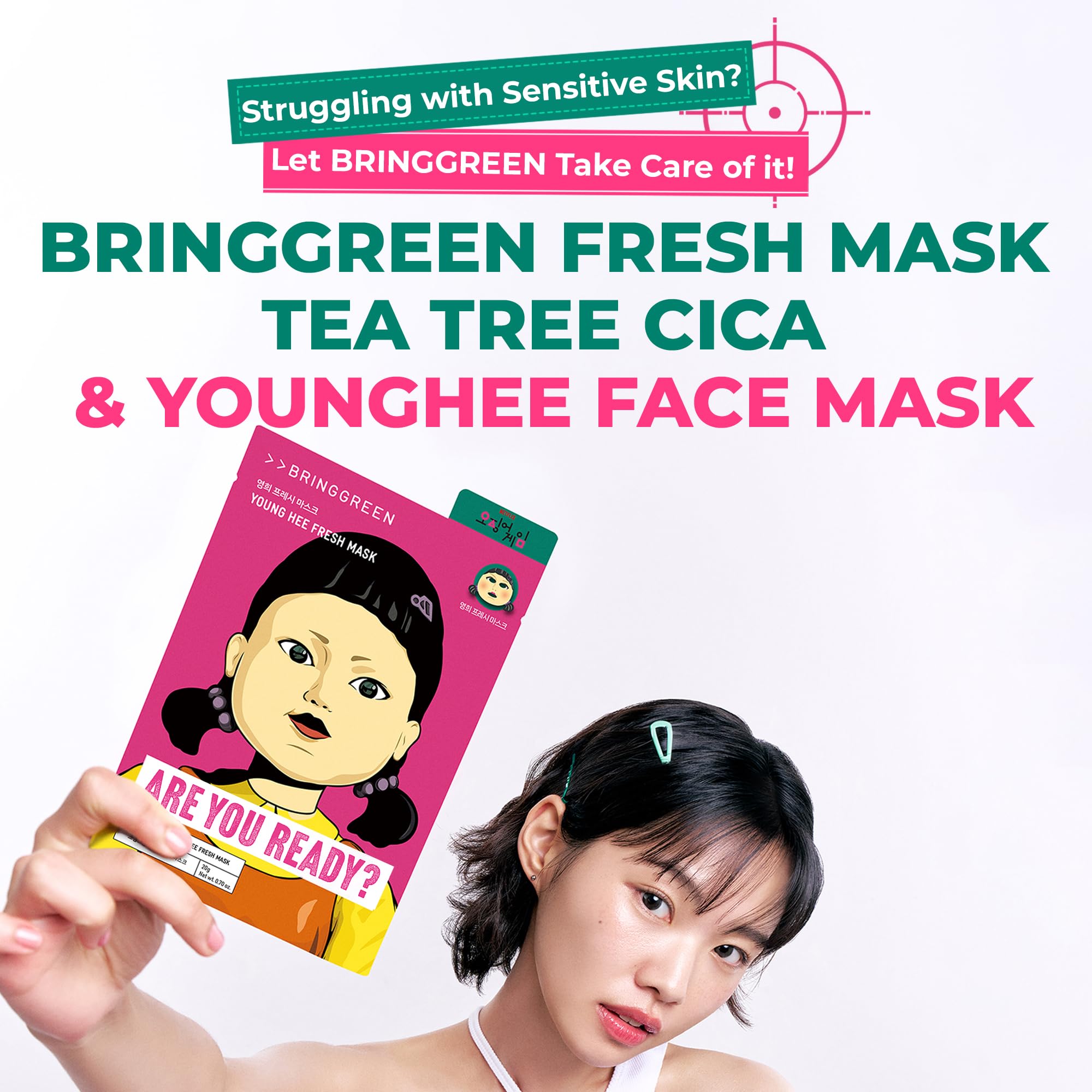 BRING GREEN close-up of mask texture showing soft fibers and even serum