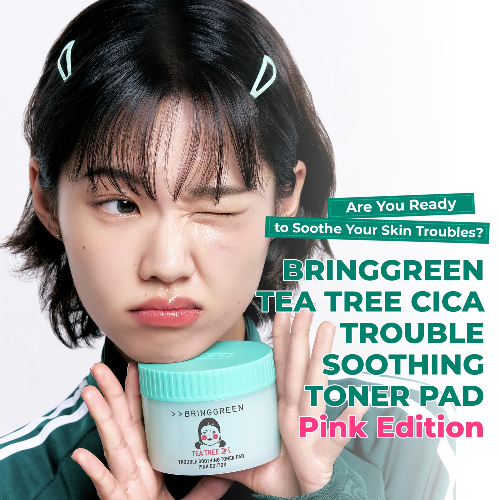 BRING GREEN close-up of textured cotton pad showing gentle exfoliation