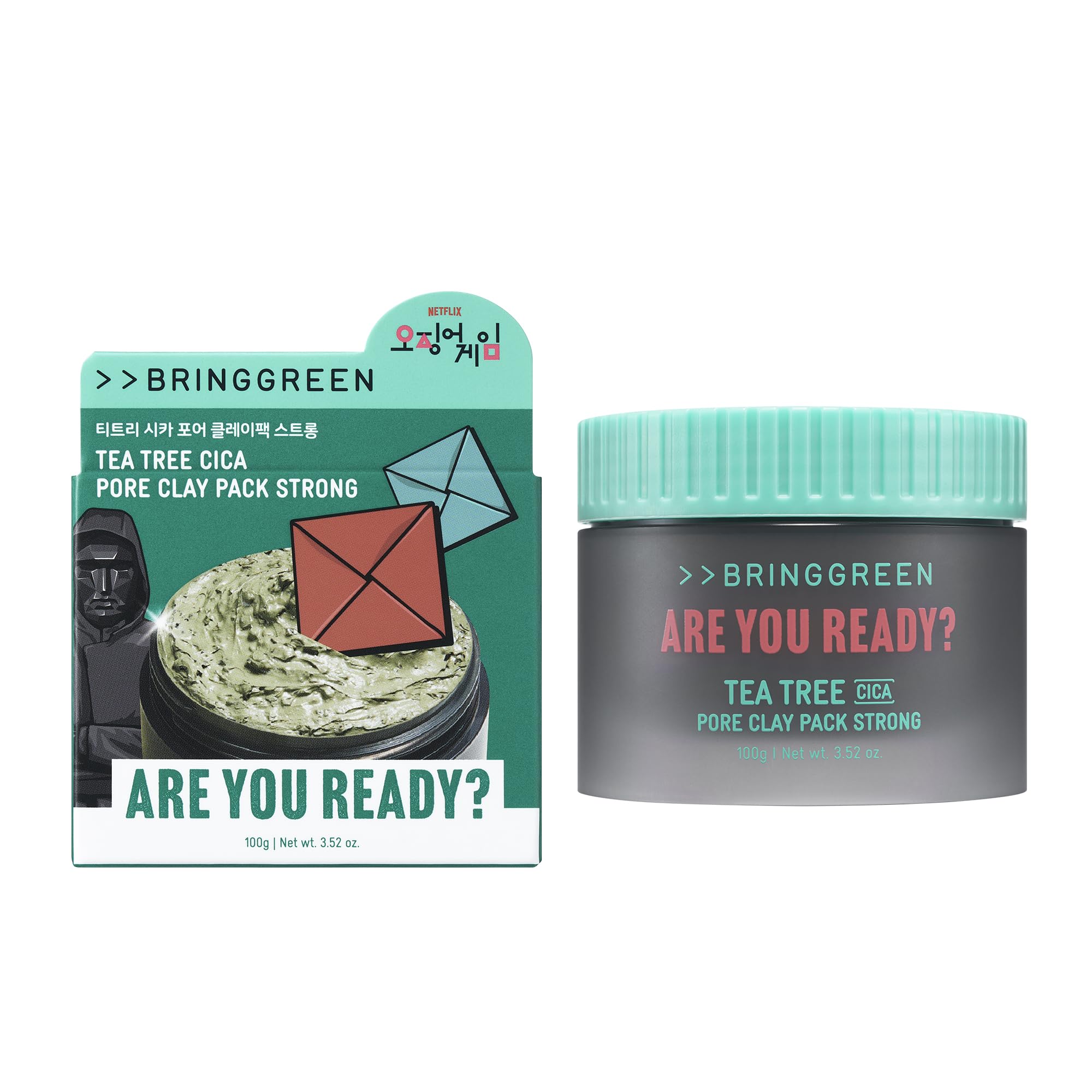 BRING GREEN clay texture close-up with adzuki scrub particles for gentle exfoliation benefit