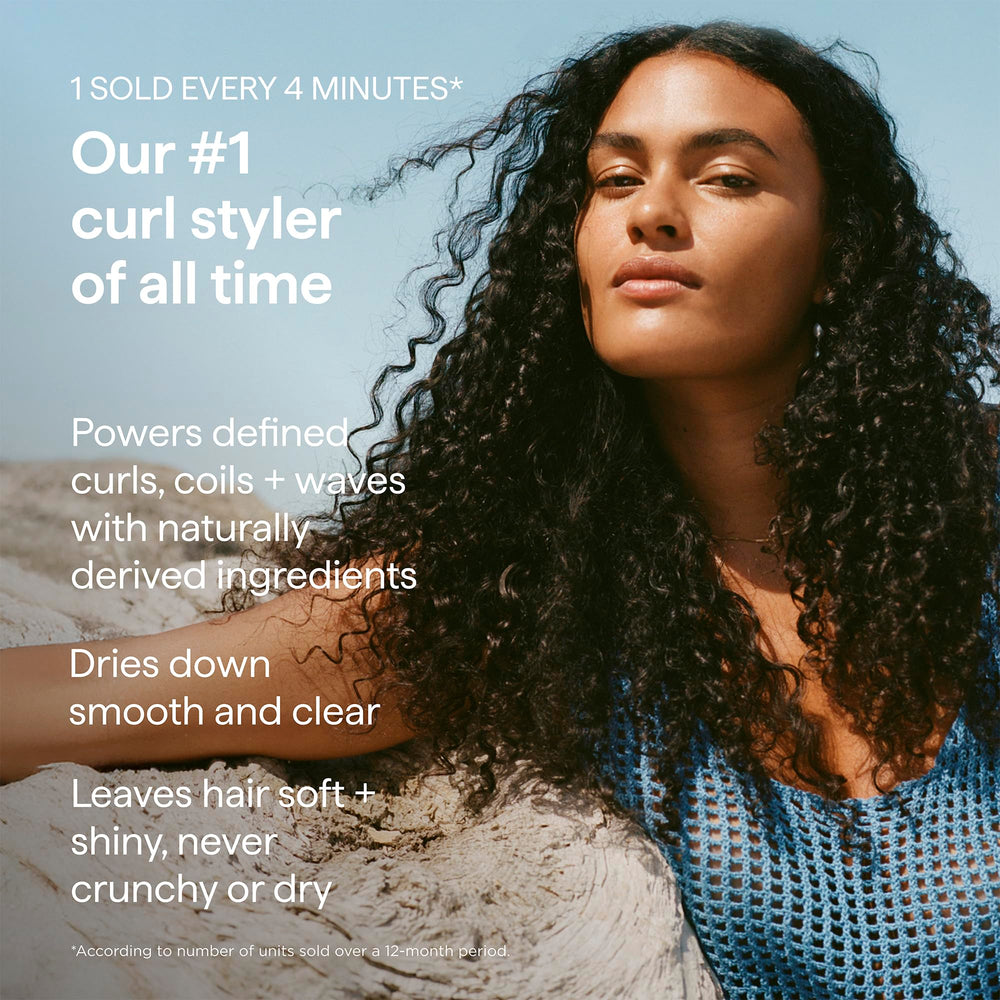 briogeo styling applied on curly hair demonstrating defined, frizz-reduced curls