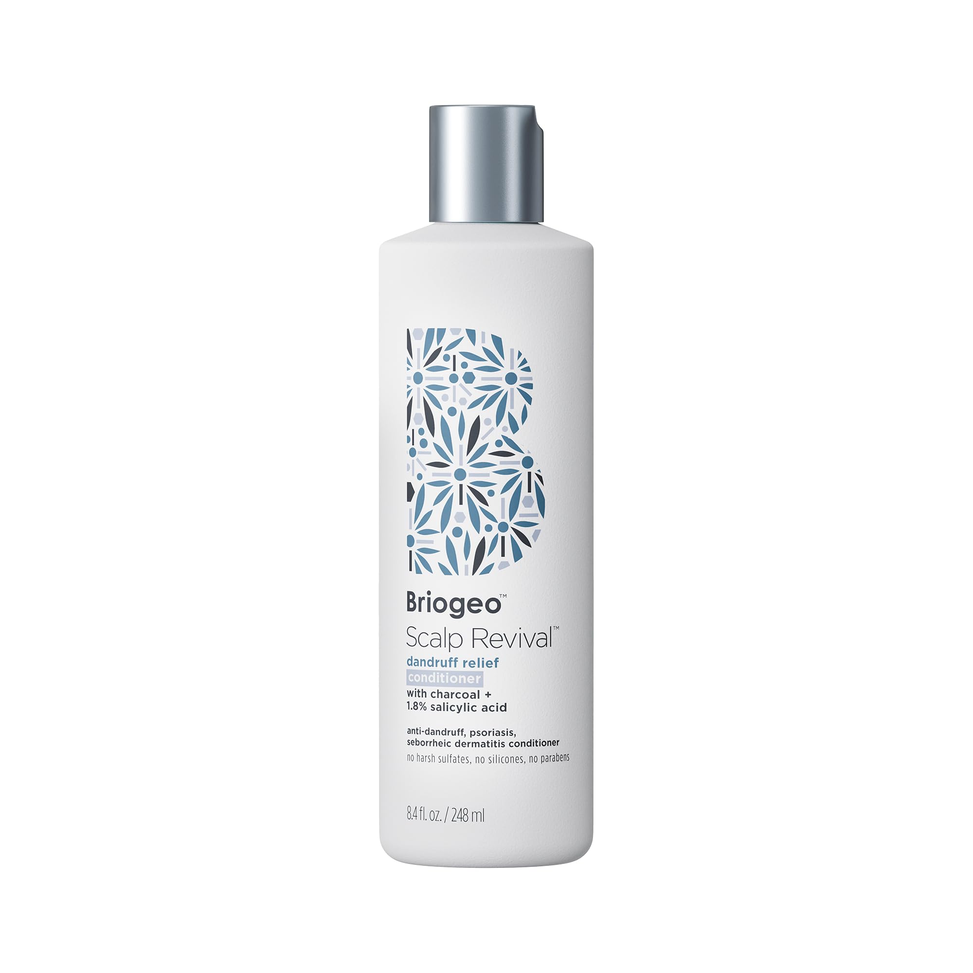 Briogeo front bottle shot showing product and clear labeling benefit
