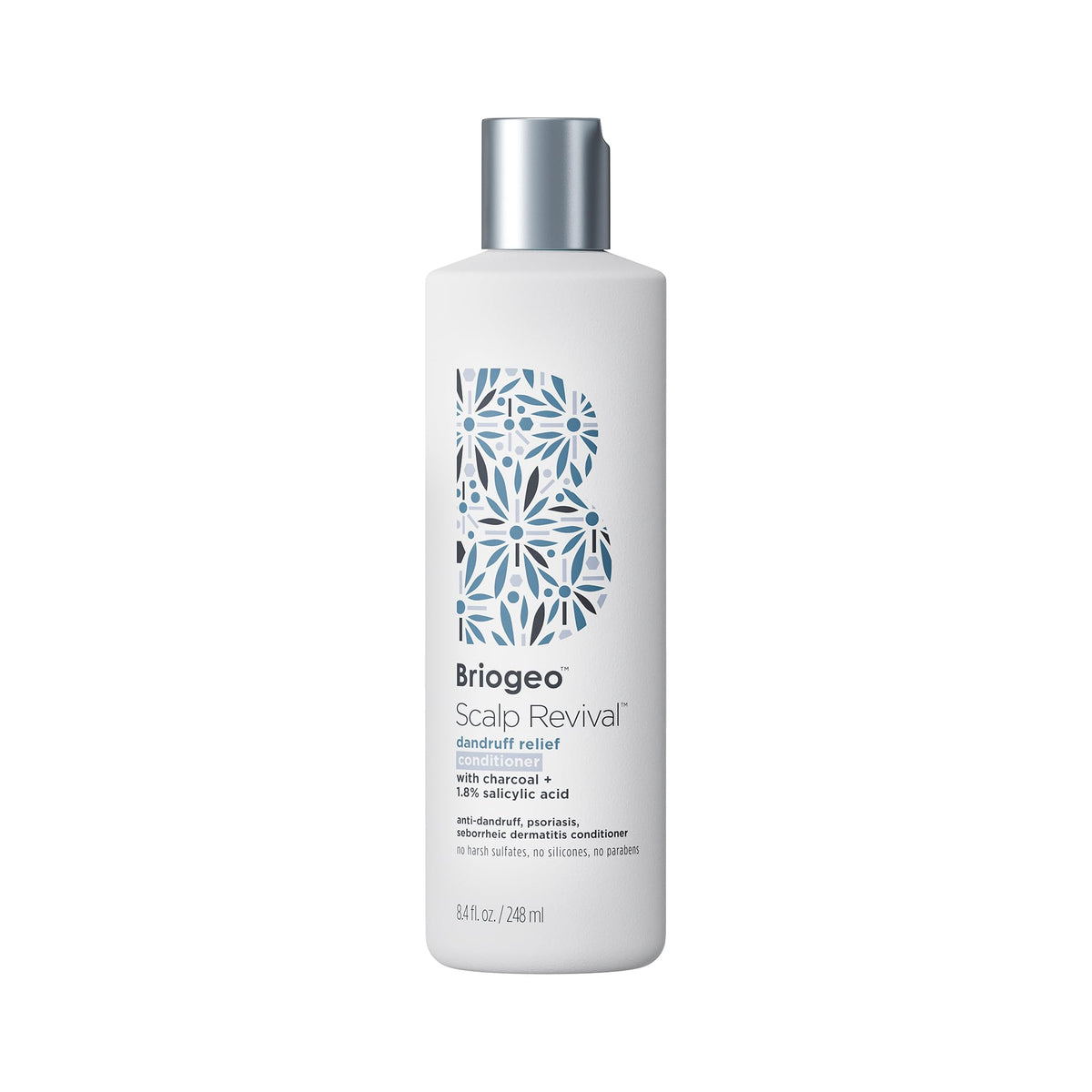 Briogeo front bottle shot showing product and clear labeling benefit