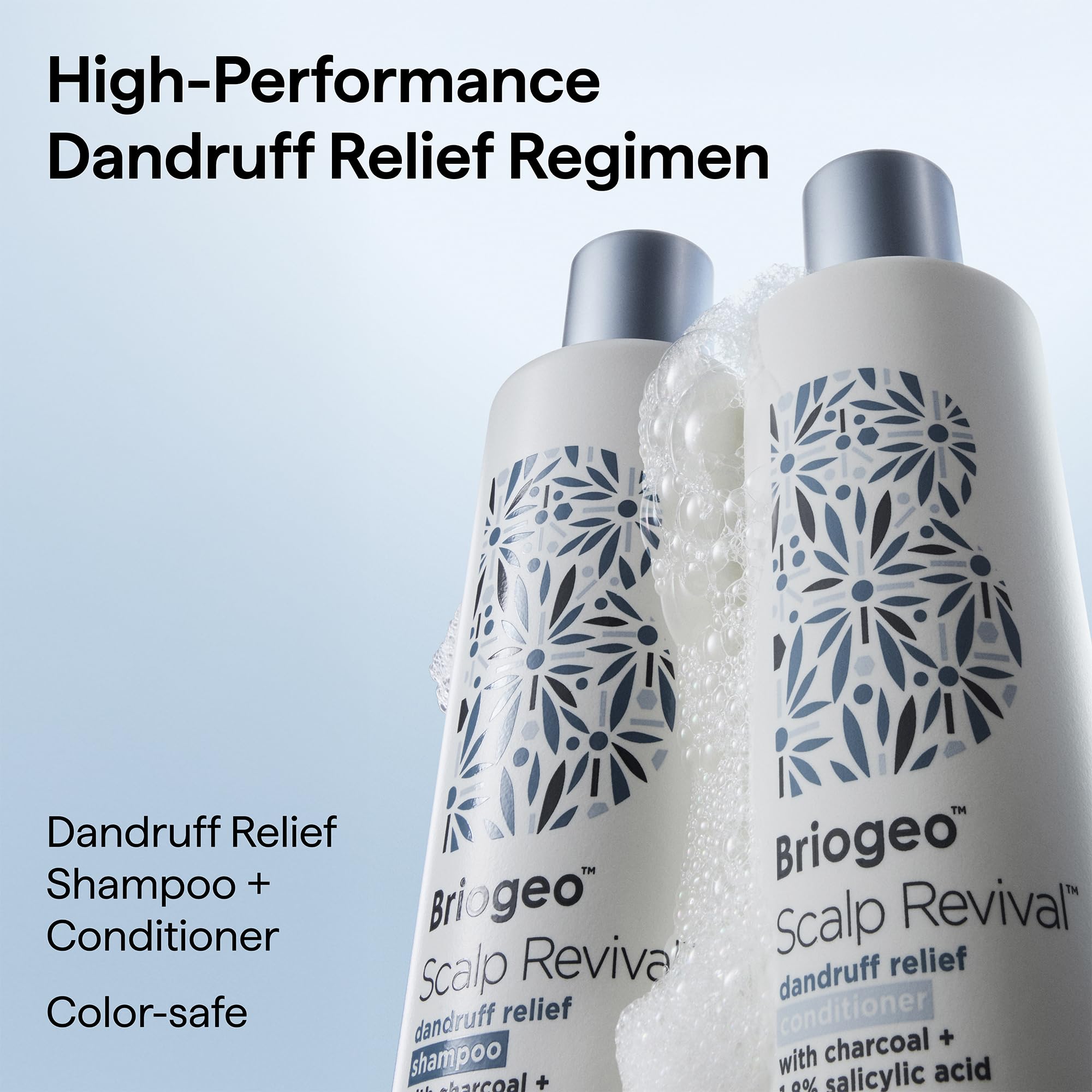 Briogeo product label highlighting salicylic acid and charcoal benefits