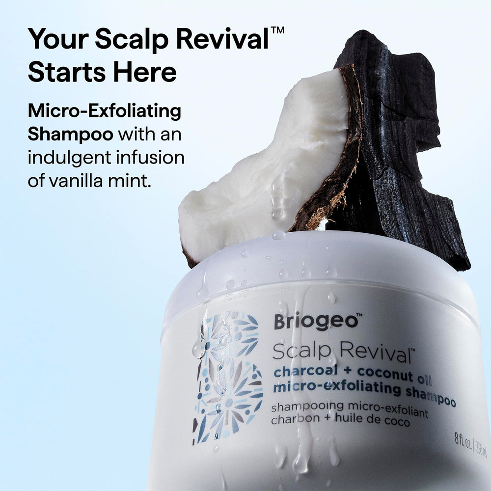 Briogeo dispensing shampoo texture with visible micro-exfoliants for clean scalp