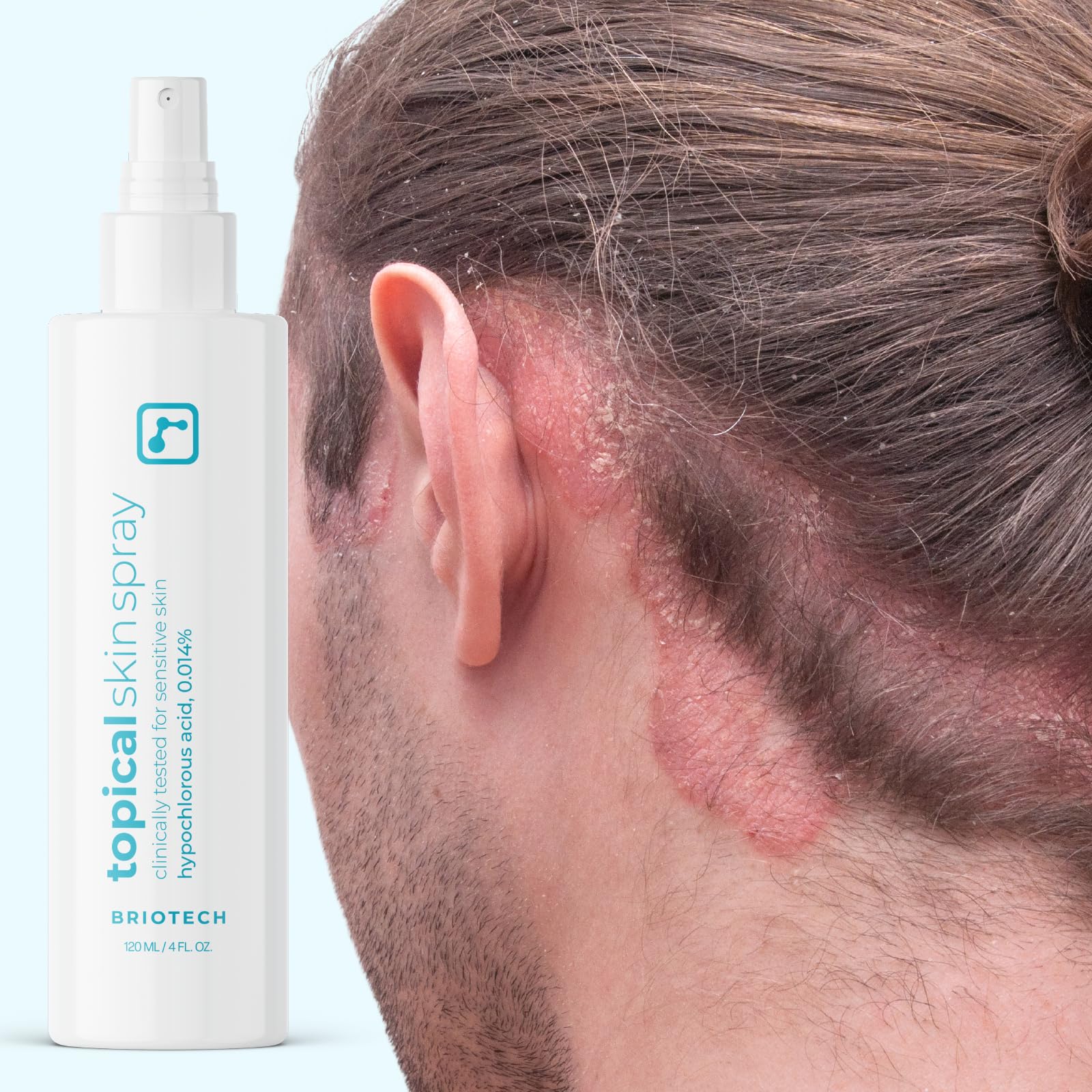 BRIOTECH on bathroom counter as a daily facial mist and toner