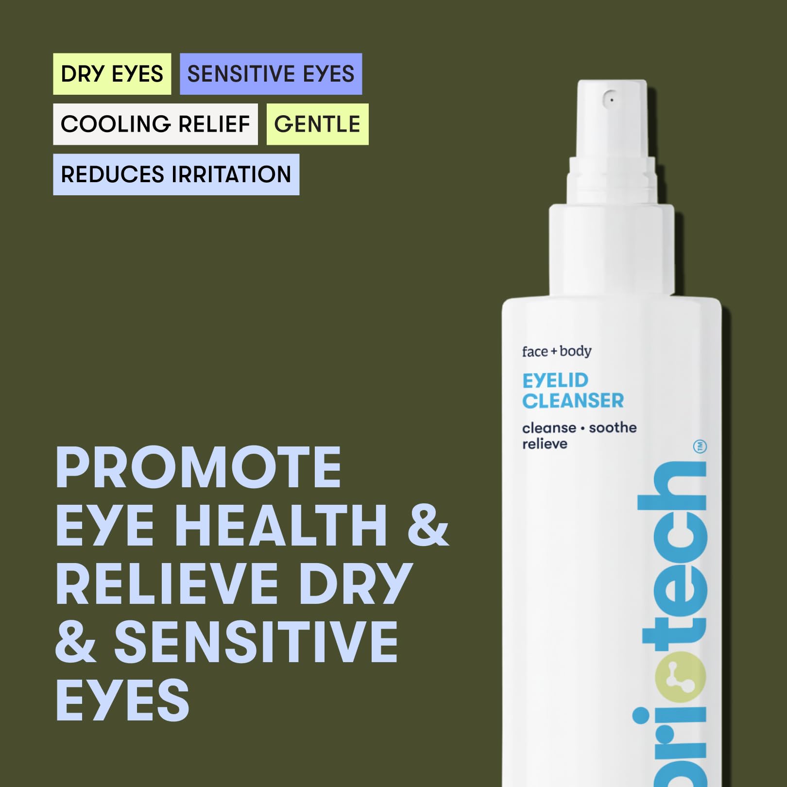 BRIOTECH mist spray close-up showing even coverage and gentle cleansing