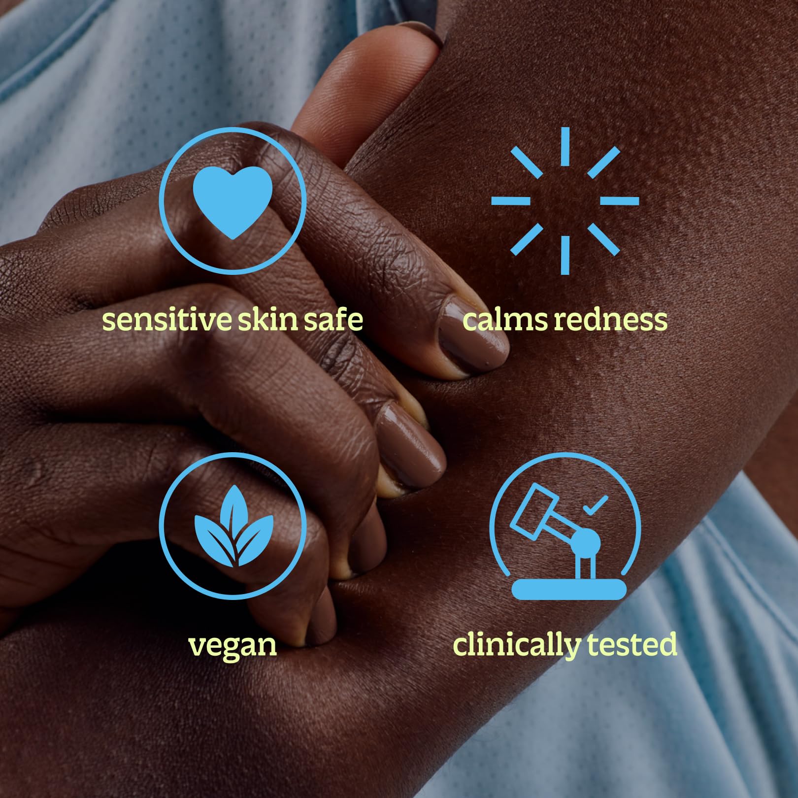 BRIOTECH droplet on skin demonstrating quick-absorbing lightweight feel