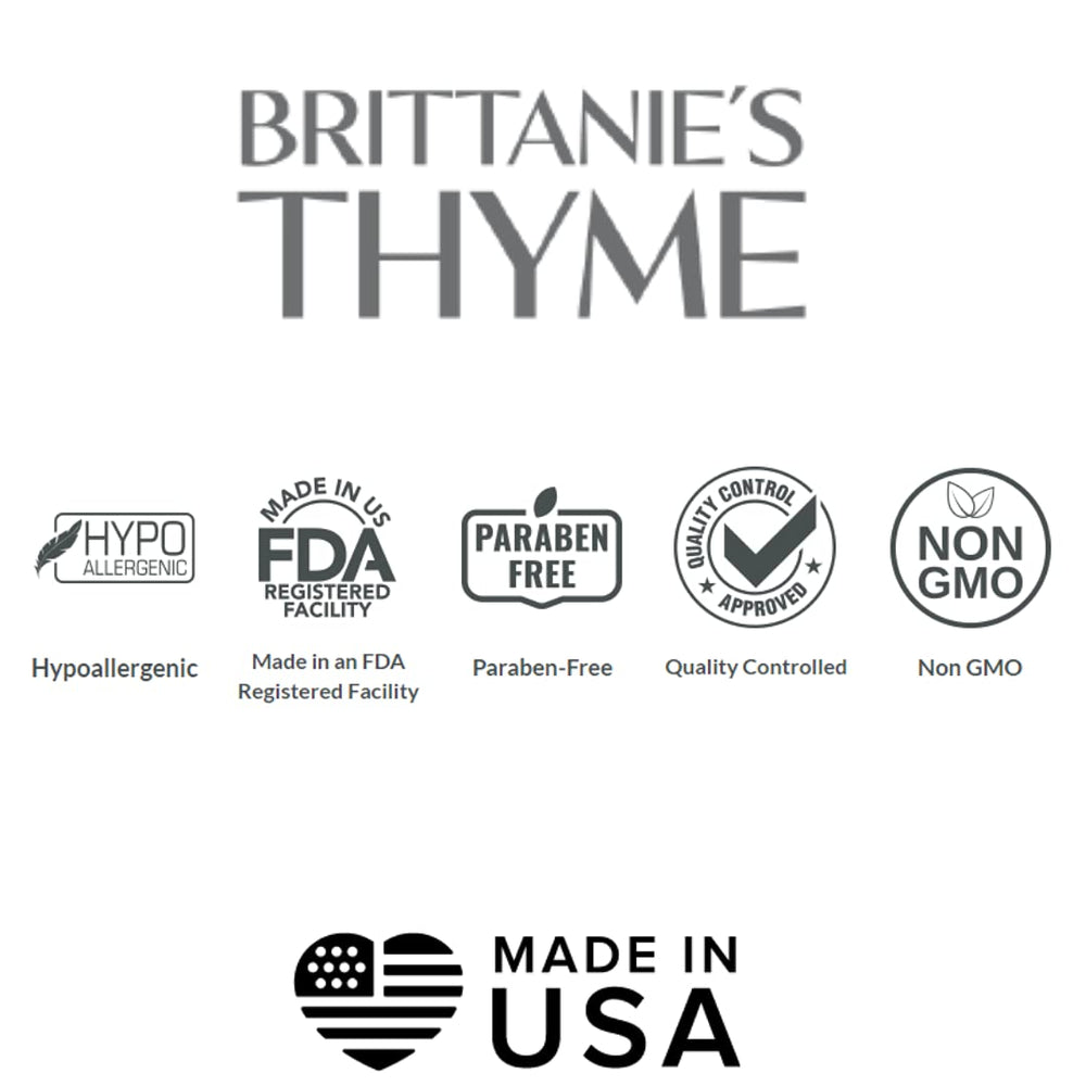 Refillable bottles and Brittanie's Thyme gallon showing eco reuse