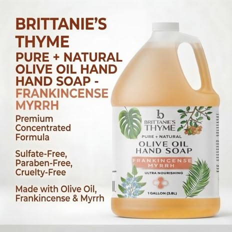 Brittanie's Thyme soap pouring stream into glass showing refill ease