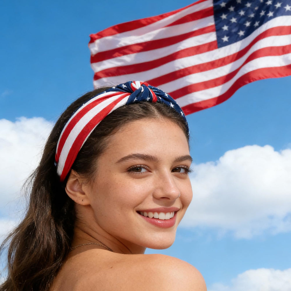 Briutn blue stars pattern detail displaying crisp print and versatile patriotic accent