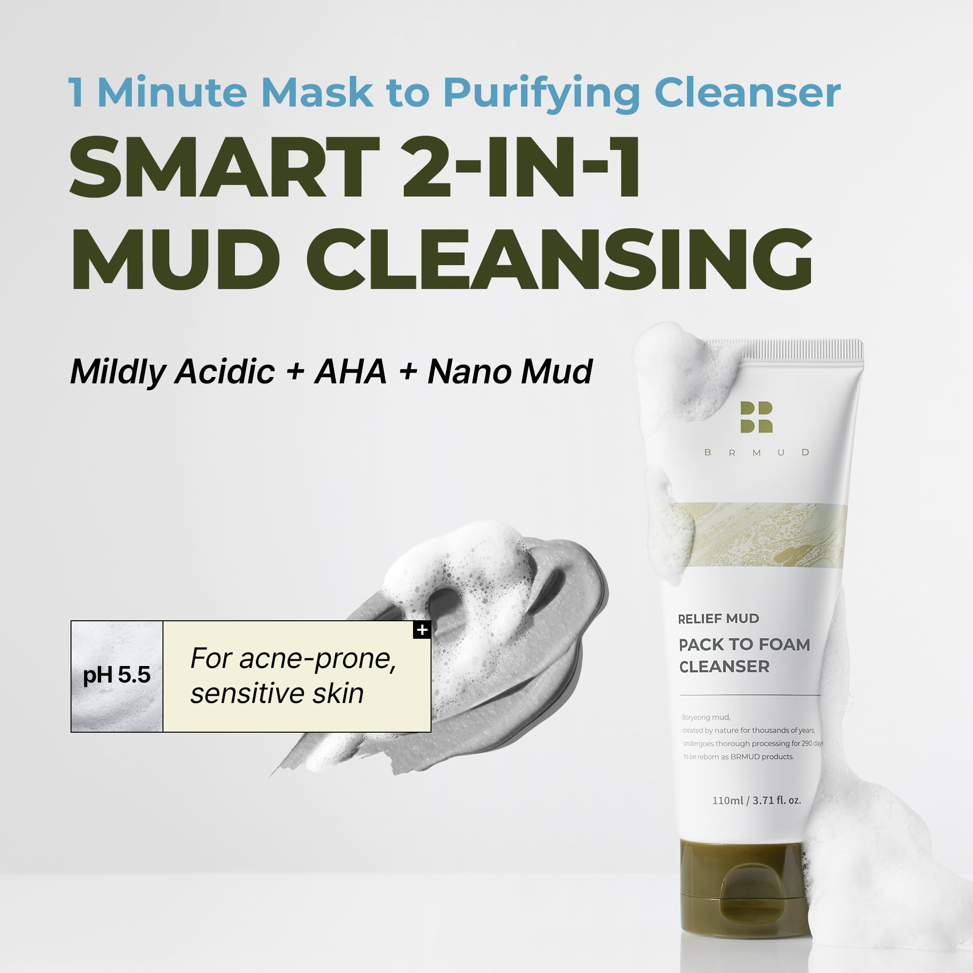 BRMUD creamy mud texture close-up highlighting mineral-rich exfoliating action