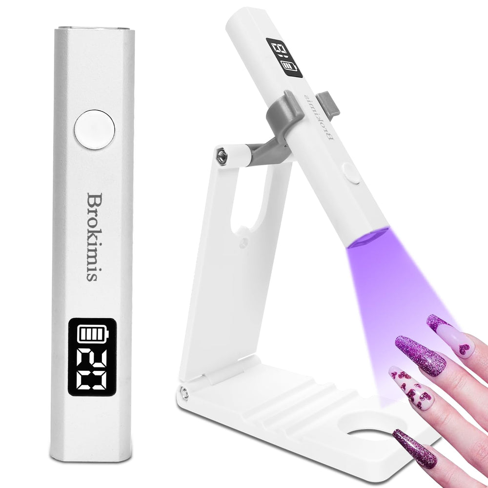 Brokimis front view of mini UV lamp showing compact design and LCD benefit quick setup