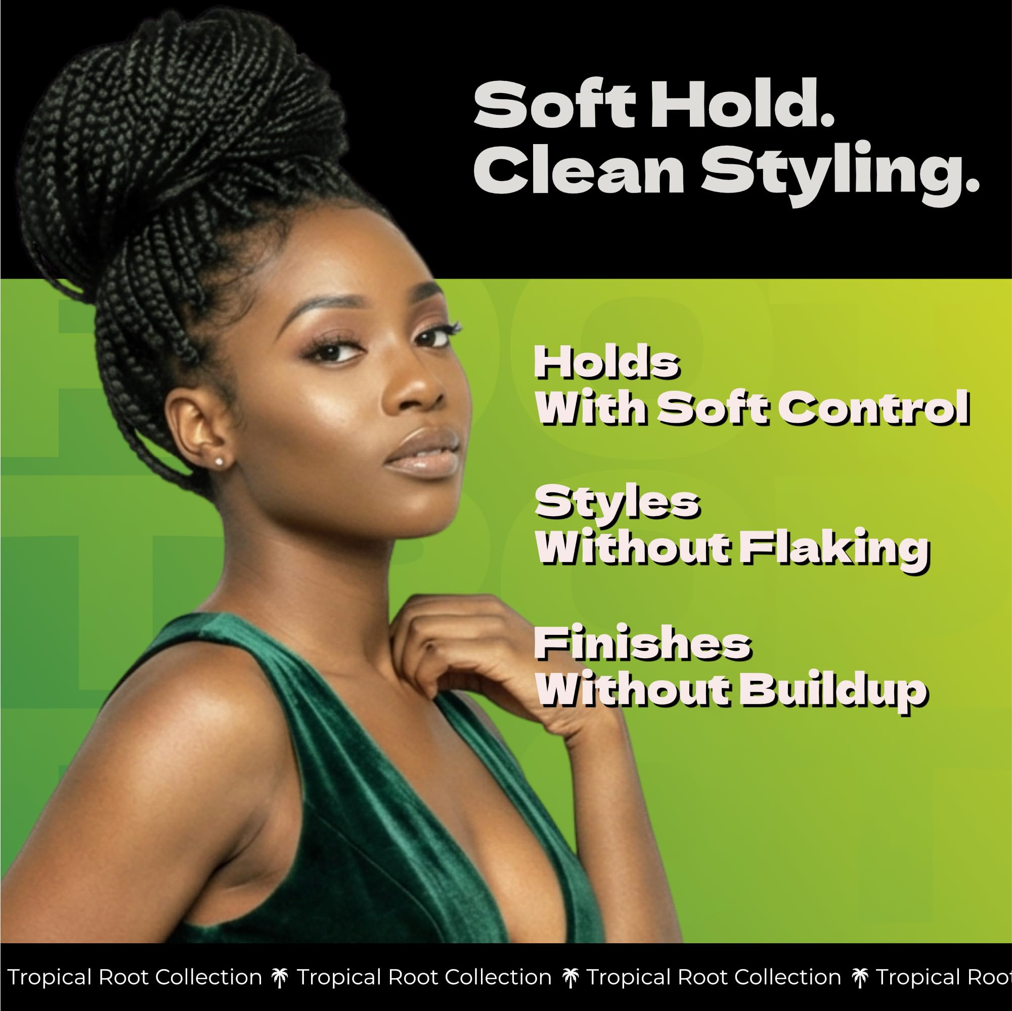 Bronner Bros cream applied to braids demonstrating defined holds and sealed ends