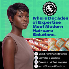 Bronner Bros label close-up highlighting vitamins A D E and sulfur benefits