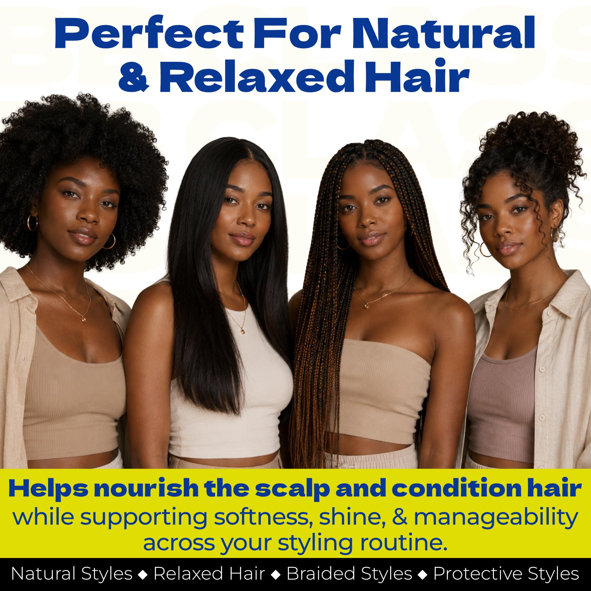Bronner Bros before and after hair showing increased shine