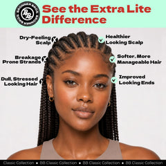 Bronner Bros product being massaged into scalp for soothing relief