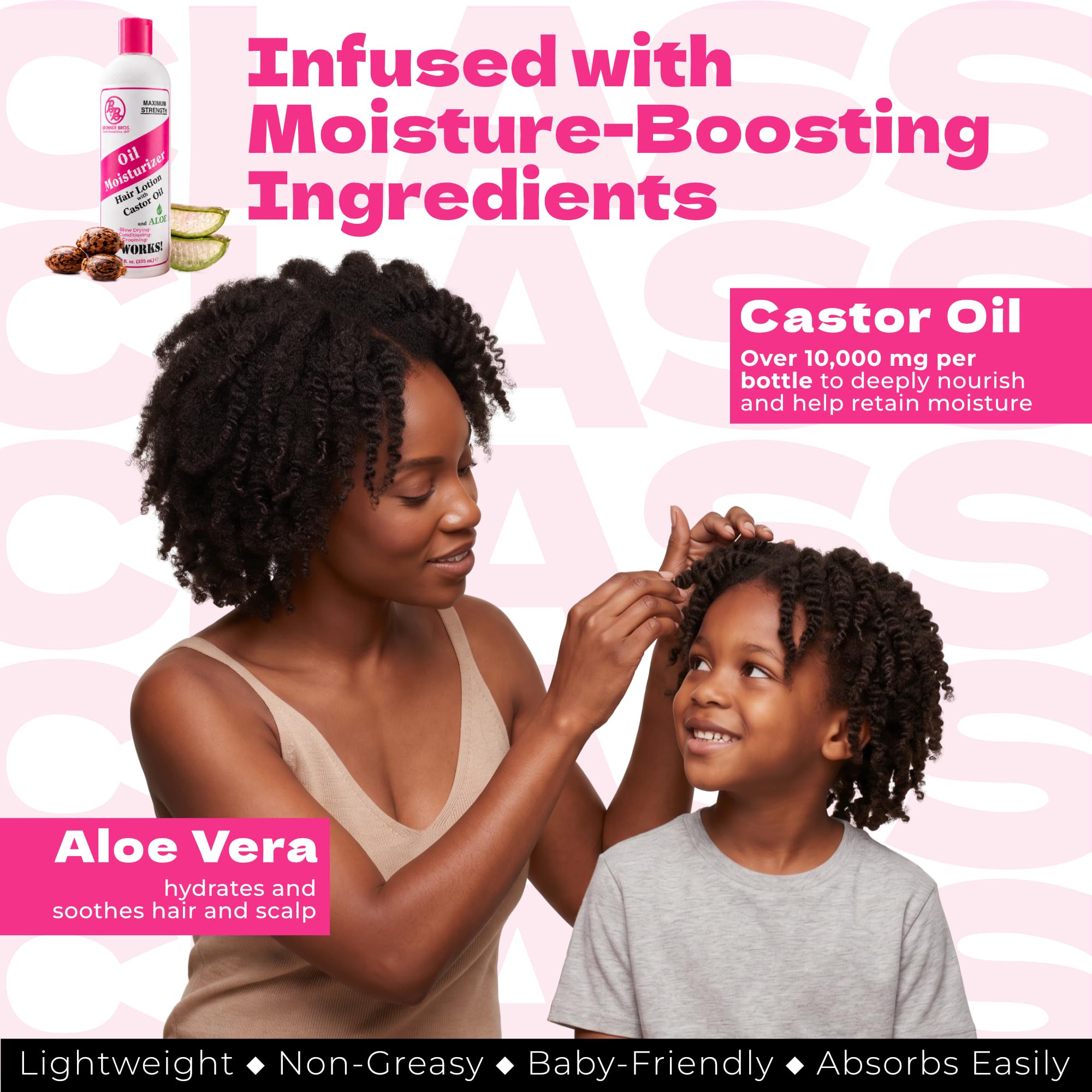 Bronner Bros lotion pouring to show lightweight texture and fast absorption